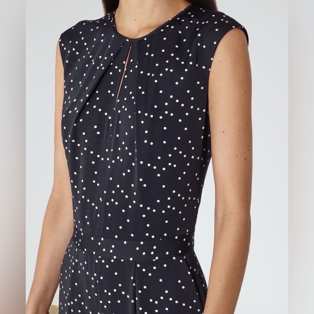 Reiss Navy Polka Dot Sleeveless Jumpsuit - Picture 2 of 12